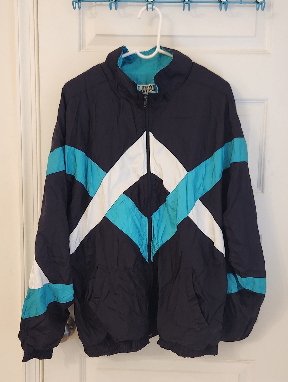 Vintage Lavon Women's Colorblock Windbreaker Jacket Green Black Size XL #NN1347‎